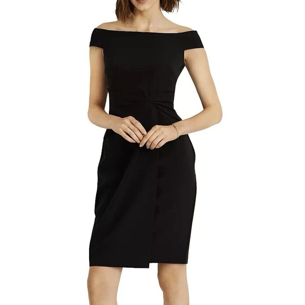RALPH LAUREN Crepe Off-the-shoulder Cocktail Dress In Black Size 14